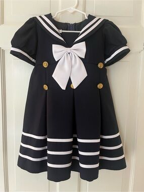 Toddler Girl’s Beautiful Sailor Dress with Hat Included!